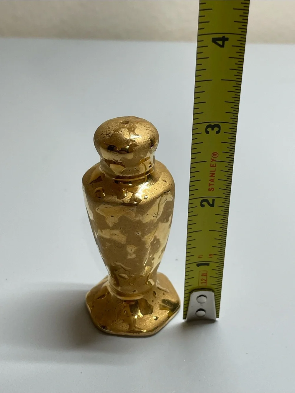 Vintage MCM 22K Weeping Gold Ceramic Salt & Pepper Shakers w/ Corks